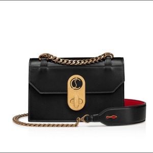 Christian Louboutin Black Leather 'Elisa' CL Logo Shoulder Bag